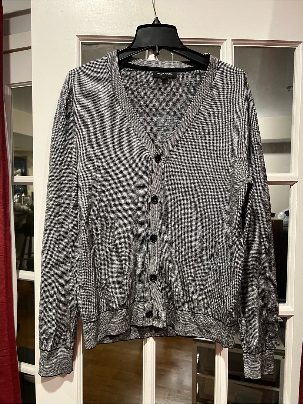 Banana Republic Men's Gray V-Neck Button Cardigan